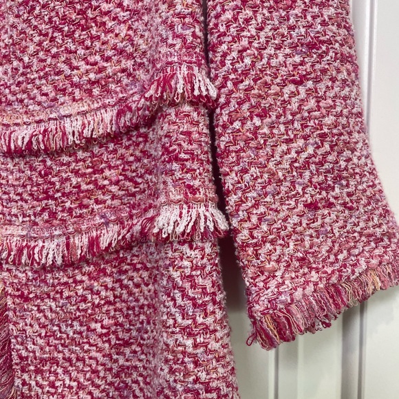 Chico's Pink Tweed Blazer With Fringe - Picture 9 of 12